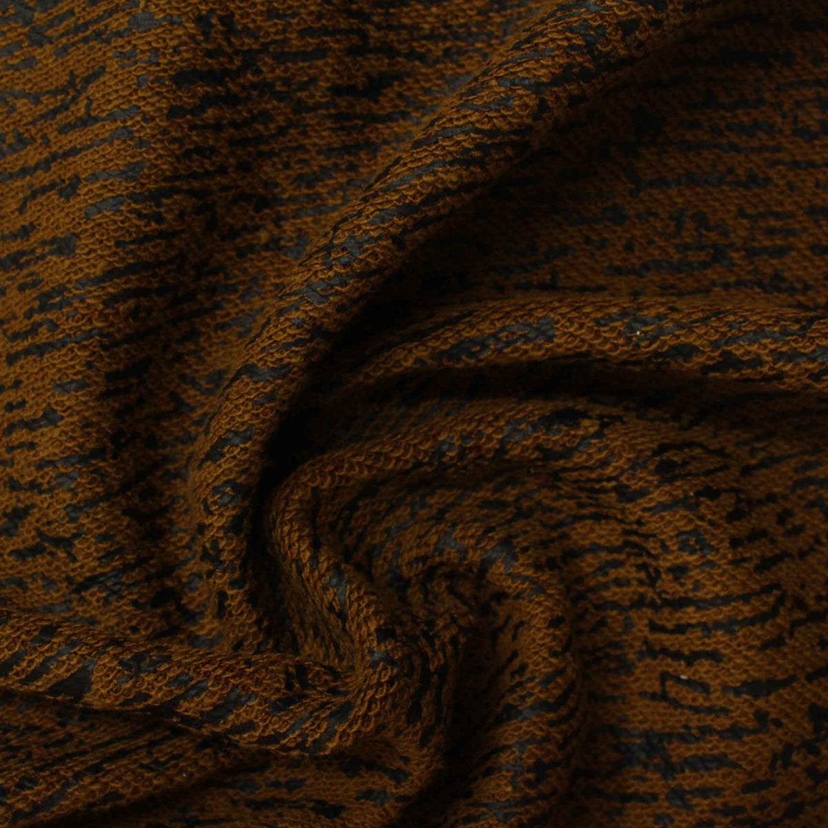 Dark Brown Abstract-Animal Print French Terry, Poly-Cotton