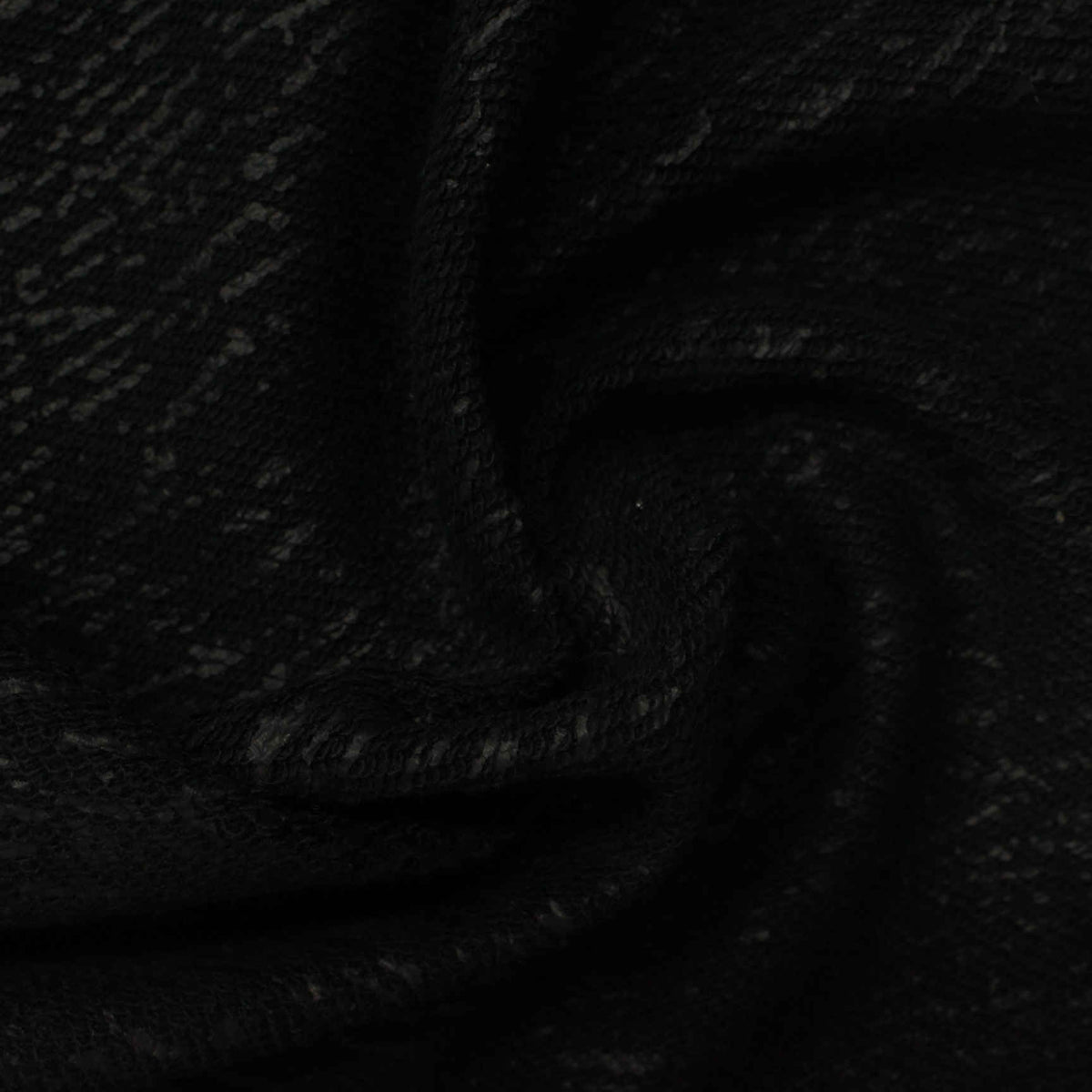 Black Marl French Terry, Poly-Cotton, 260 gsm