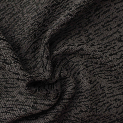 Dark Grey Dashes French Terry, Poly-Cotton