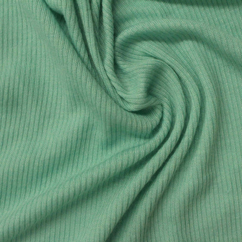 Polyester Viscose Rib Knit Fabric, 123 gsm, 145 cm — Green