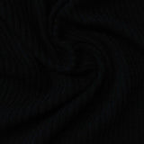 Polyester Viscose Stretch Rib Knit Fabric, 208 gsm, 150 cm — Black