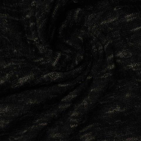 Dark Grey Marl Rib Knit, Polyester, 154 gsm