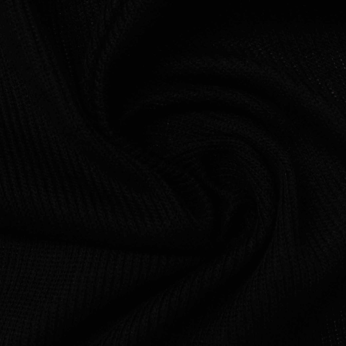 Viscose Polyester Rib Knit Fabric, 185 gsm, 180 cm — Black