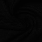 Viscose Polyester Rib Knit Fabric, 185 gsm, 180 cm — Black