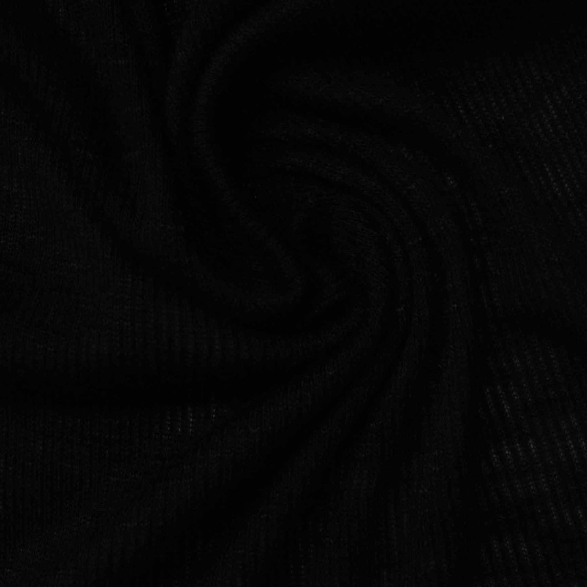 100% Viscose Rib Knit Fabric, 109 gsm, 150 cm — Black