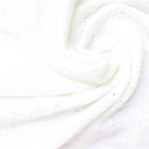 Slub Viscose Polyester Stretch Chunky Knit Fabric, 240 gsm, 160 cm — White