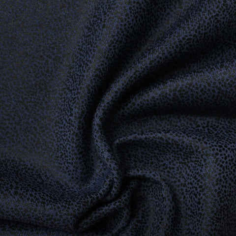 Dark Blue Animal Print French Terry, Poly-Cotton