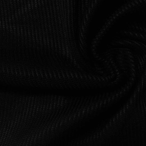 Cotton Polyester Rib Knit Fabric, 179 gsm, 185 cm — Black