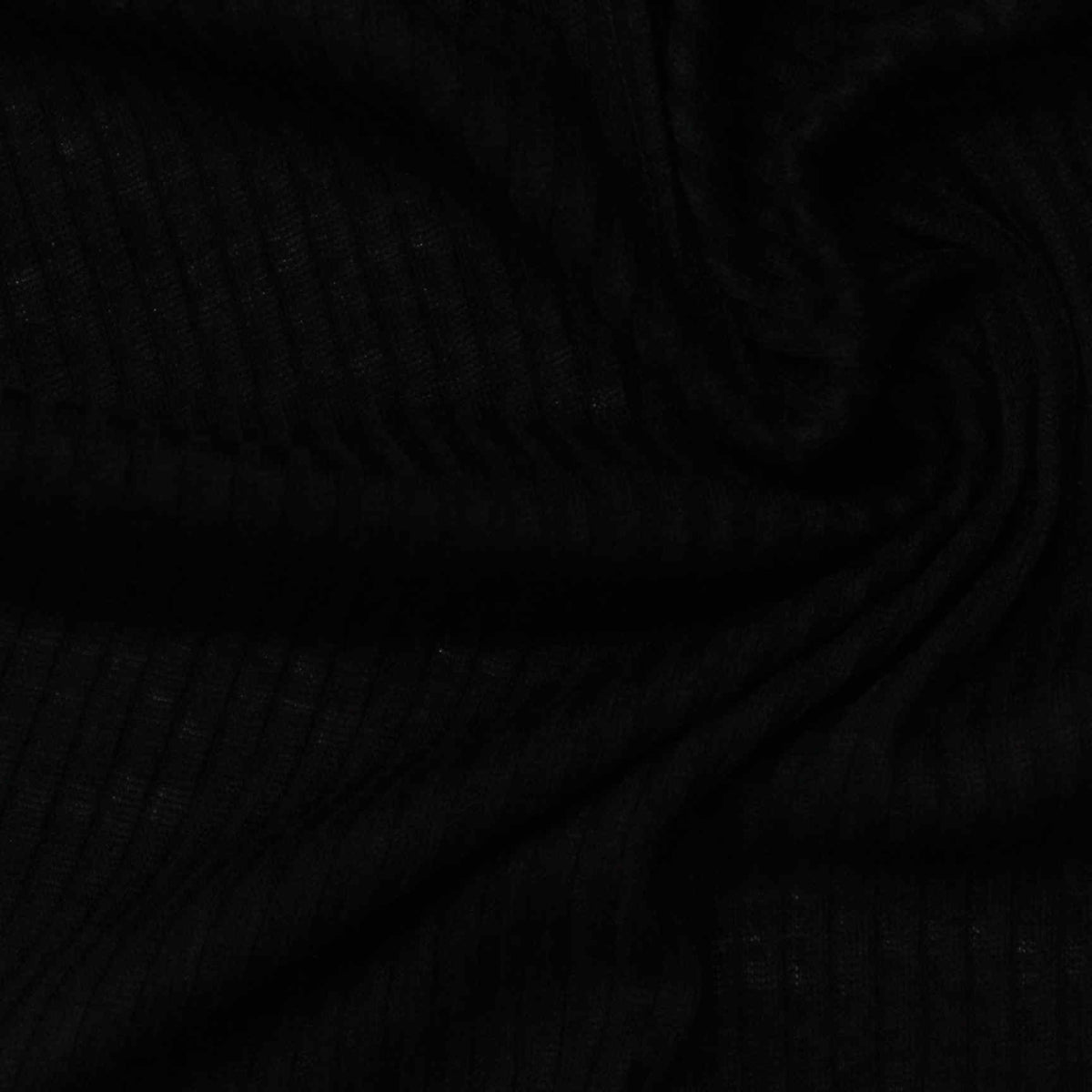 Polyester Viscose Rib Knit Fabric, 120 gsm, 120 cm — Black
