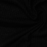 Polyester Viscose Rib Knit Fabric, 120 gsm, 120 cm — Black