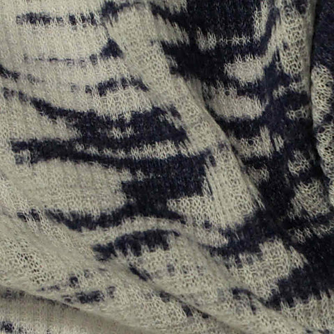 Navy Abstract Rib Knit, Cotton-Poly