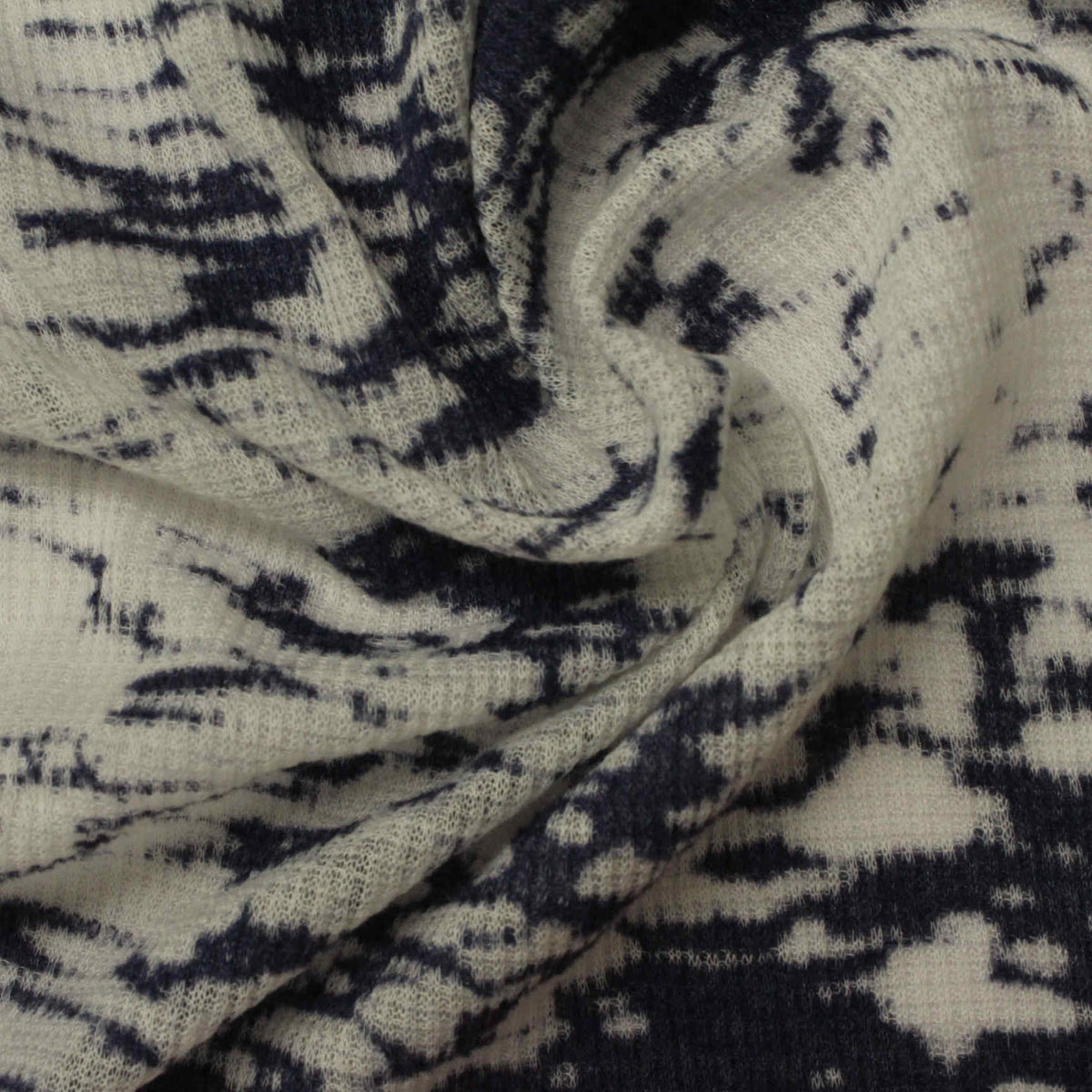 Navy Abstract Rib Knit, Cotton-Poly
