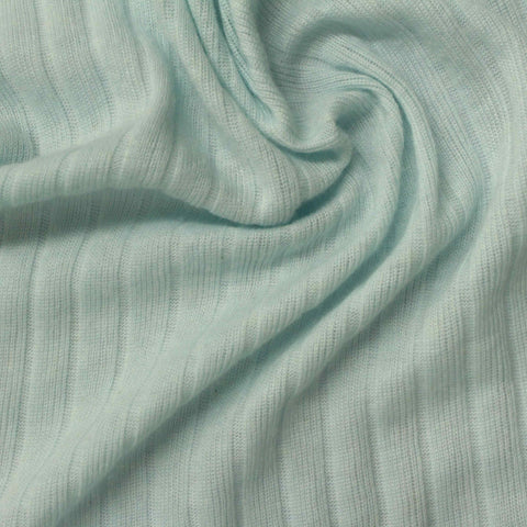 Polyester Cotton Rib Knit Fabric, 160 gsm, 180 cm — Blue