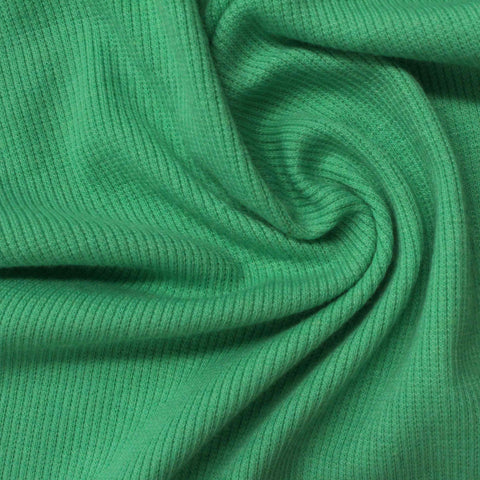 Polyester Cotton Stretch Rib Knit Fabric, 230 gsm, 125 cm — Green