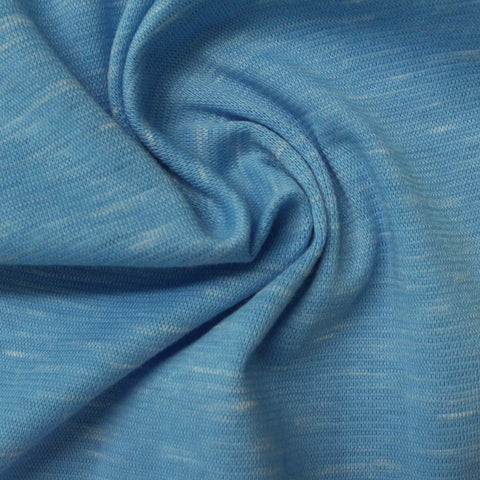 Blue Marl Rib Knit, Polyester, 227 gsm