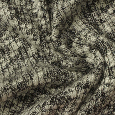 Black Marl Rib Knit, Viscose-Poly, 245 gsm