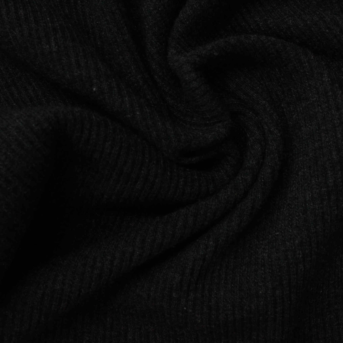 Rib Knit Fabric, 332 gsm, 140 cm — Black