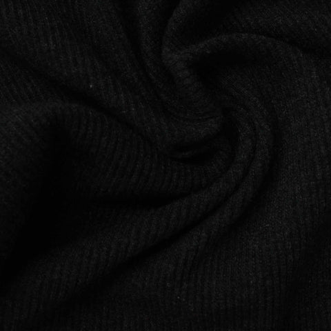 Rib Knit Fabric, 332 gsm, 140 cm — Black