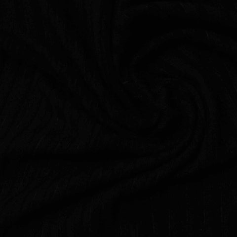 Viscose Stretch Rib Knit Fabric, 180 gsm, 155 cm — Black