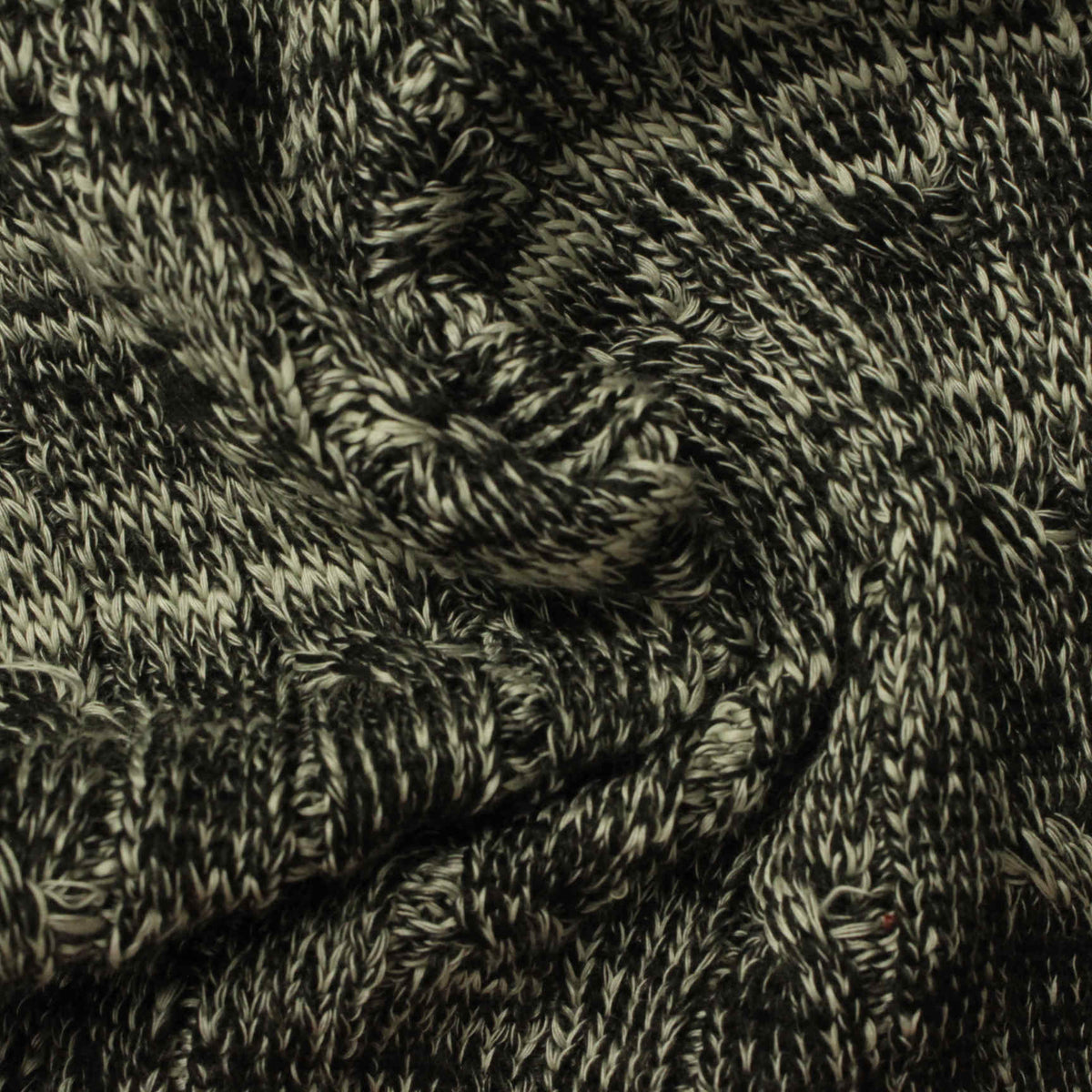 Black Marl Rib Knit, Viscose-Poly, 390 gsm
