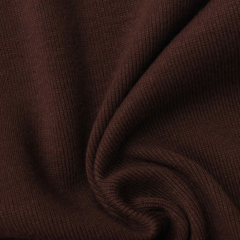 Polyester Viscose Stretch Rib Knit Fabric, 220 gsm, 150 cm — Brown