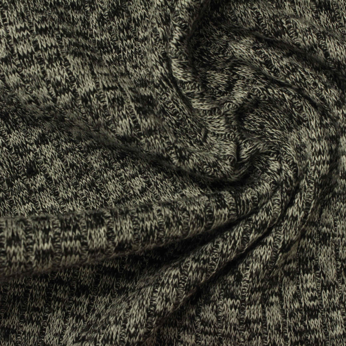 Black Marl Rib Knit, 431 gsm