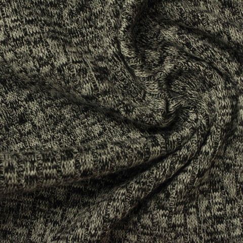 Black Marl Rib Knit, 431 gsm