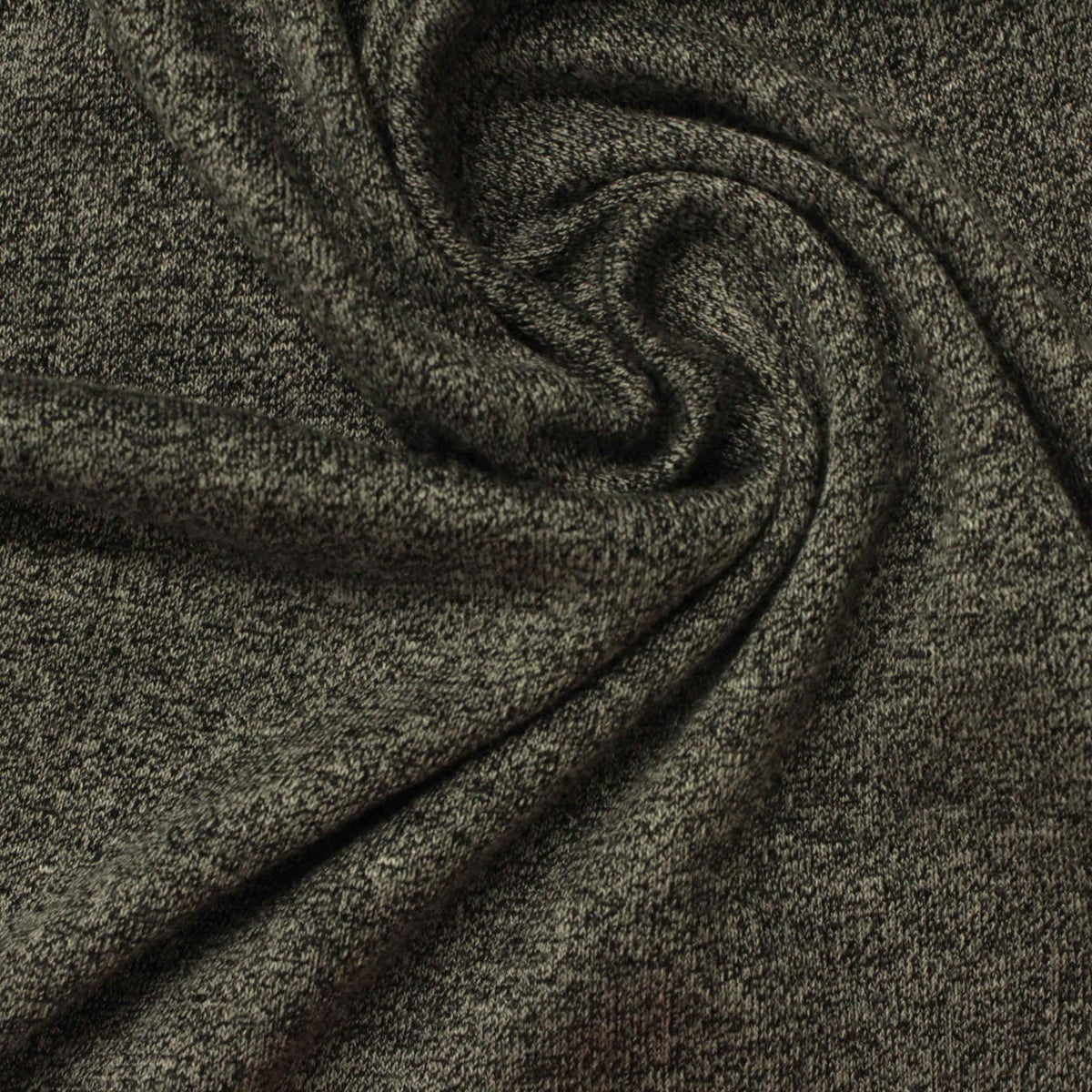 Dark Grey Marl Rib Knit, Poly-Viscose, 254 gsm