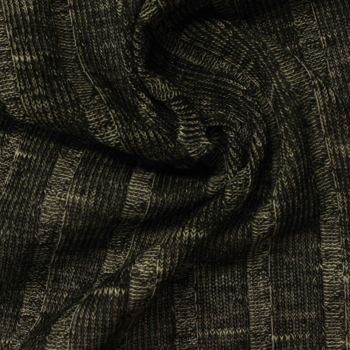 Dark Grey Marl Rib Knit, Polyester, 186 gsm
