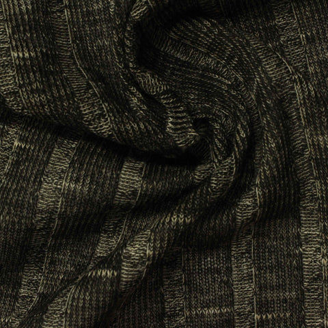 Dark Grey Marl Rib Knit, Polyester, 186 gsm
