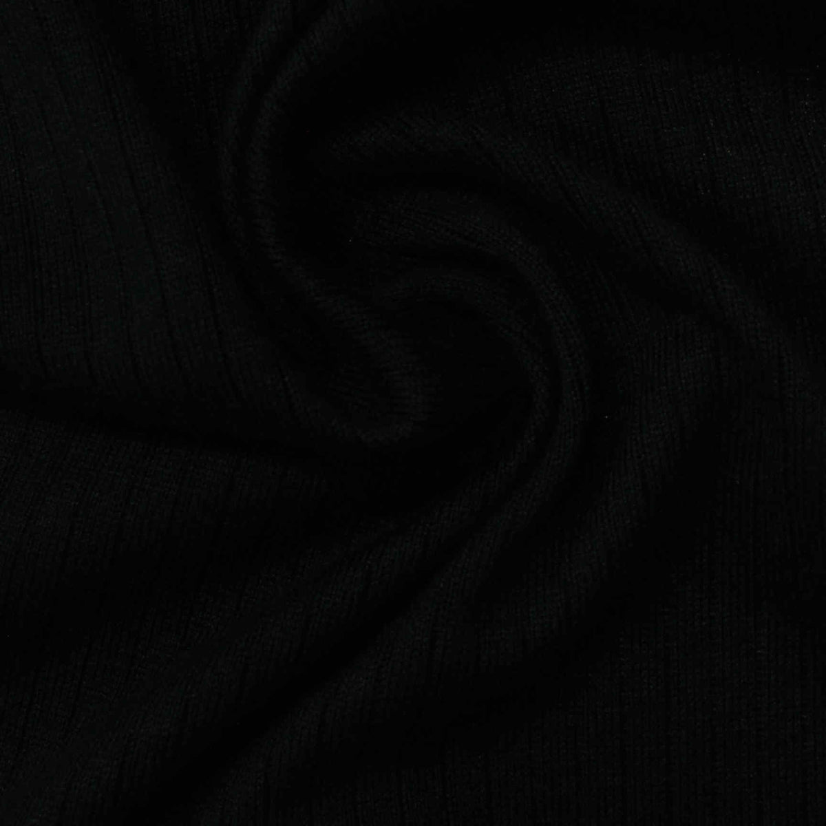 Viscose Stretch Rib Knit Fabric, 284 gsm, 175 cm — Black