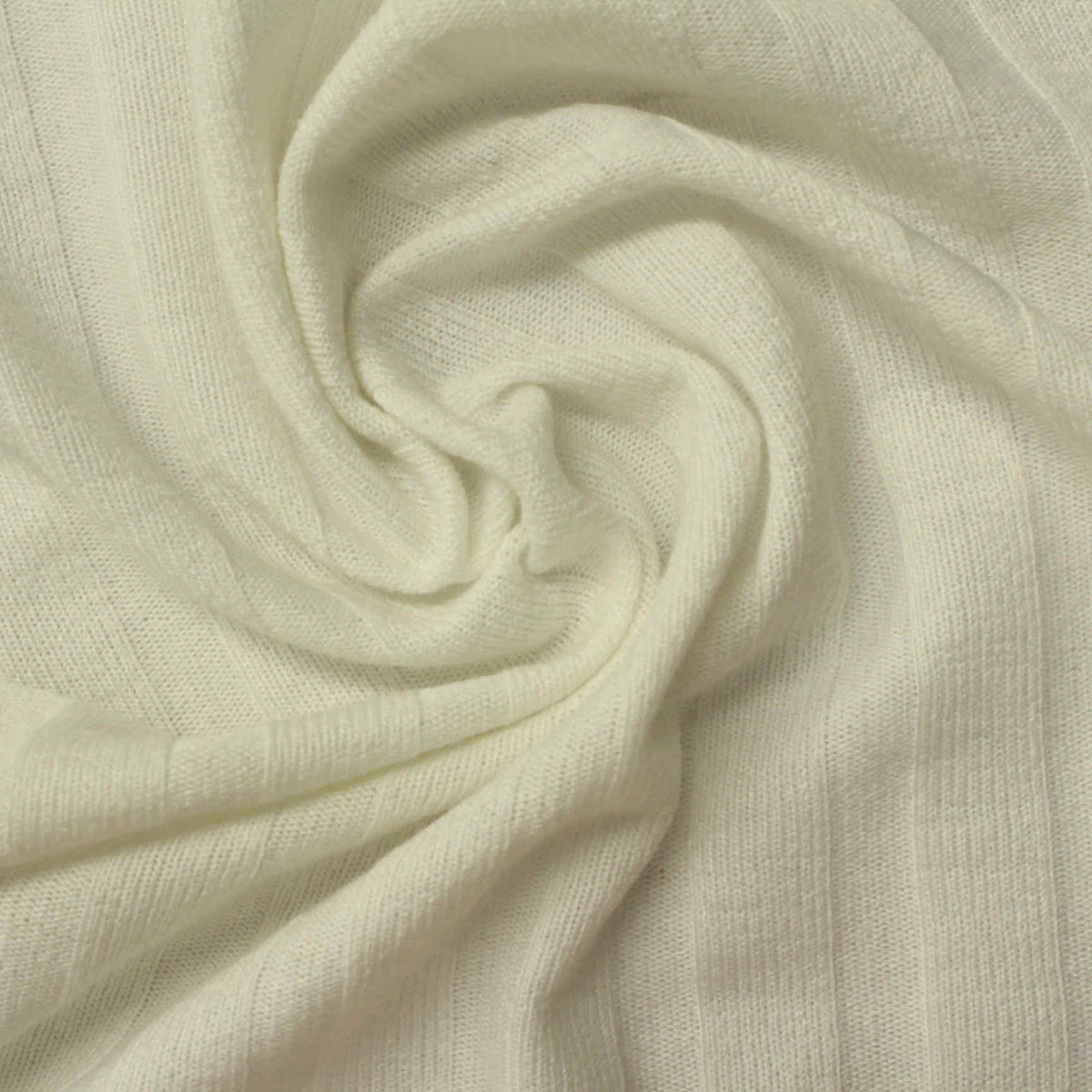 Polyester Viscose Stretch Rib Knit Fabric, 220 gsm, 155 cm — White