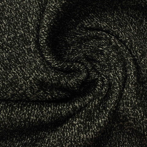 Black Marl Rib Knit, Polyester, 373 gsm