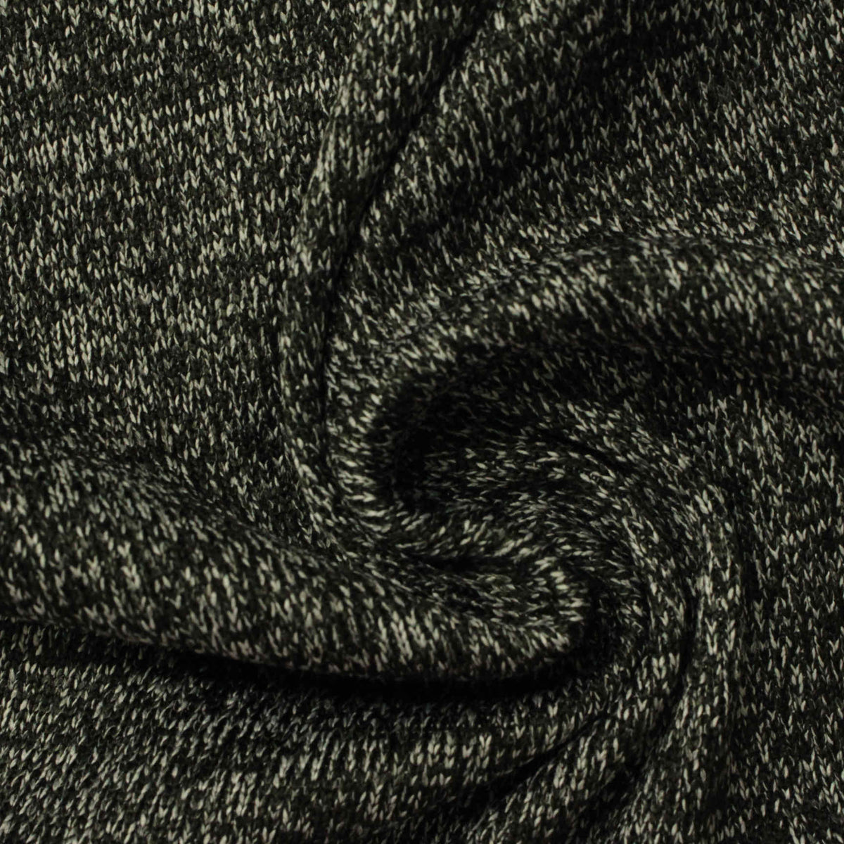 Dark Grey Marl Rib Knit, Polyester, 354 gsm