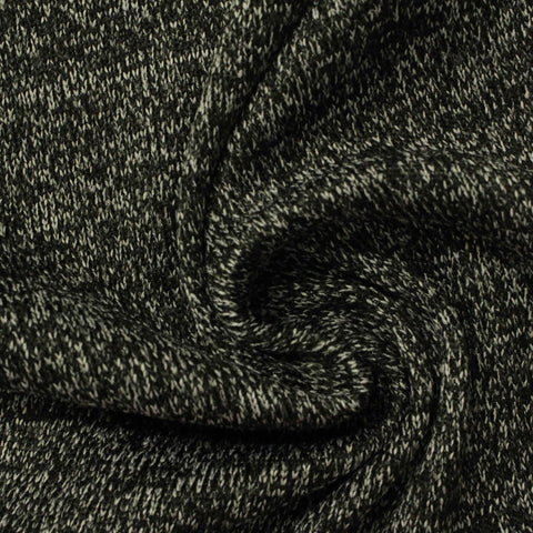 Dark Grey Marl Rib Knit, Polyester, 354 gsm