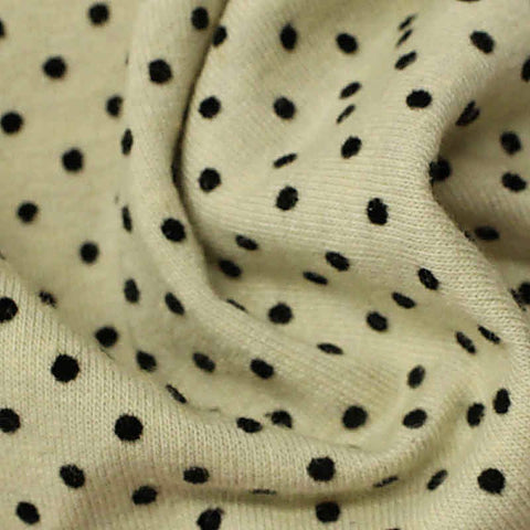 Black Dots Jersey Knit, Cotton-Poly