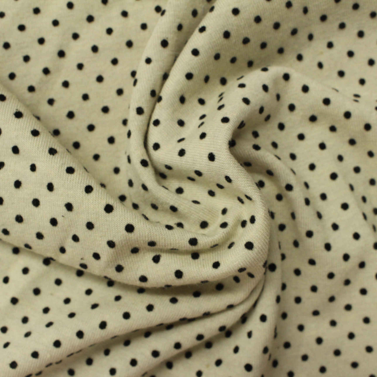 Black Dots Jersey Knit, Cotton-Poly