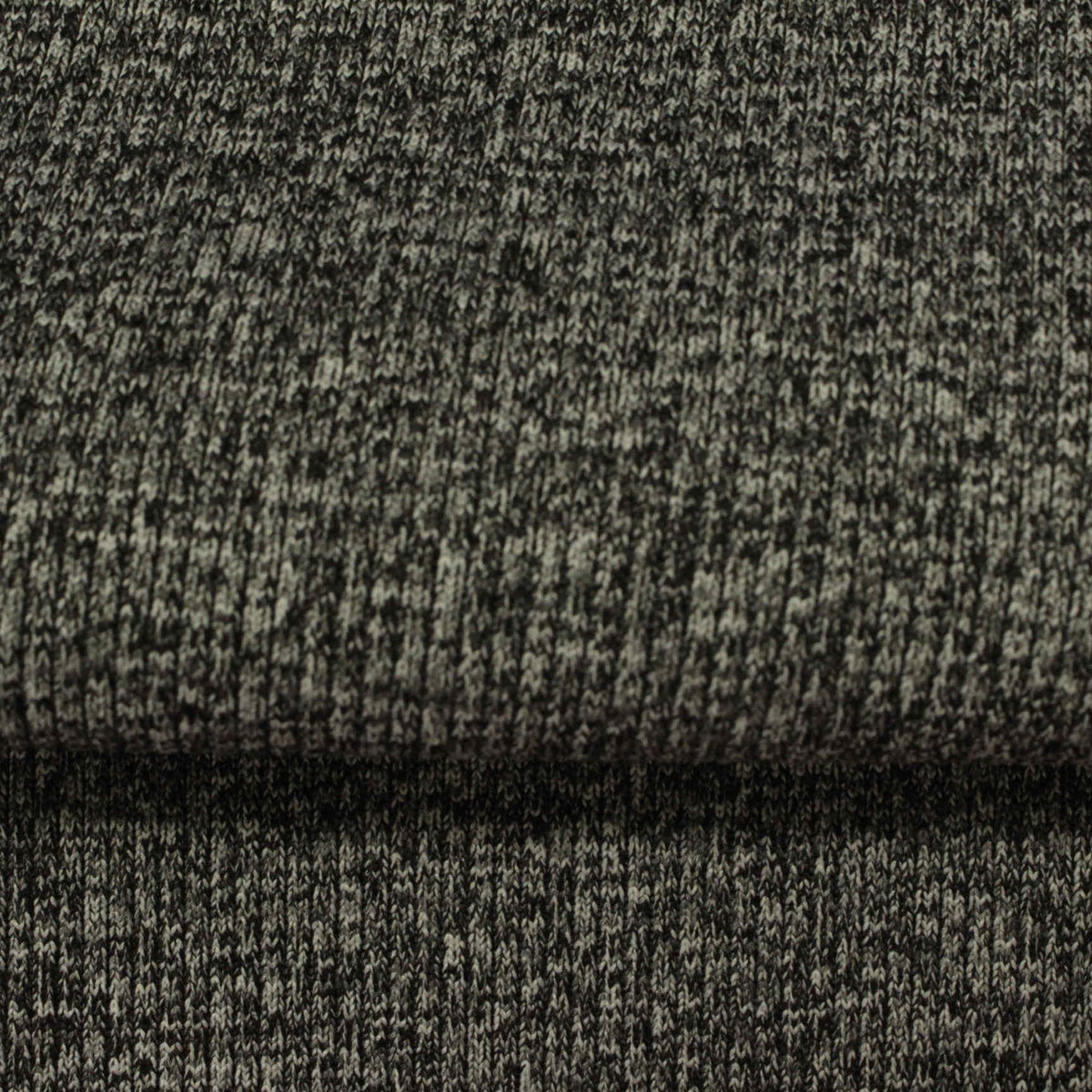 Black Marl Rib Knit, Polyester, 476 gsm