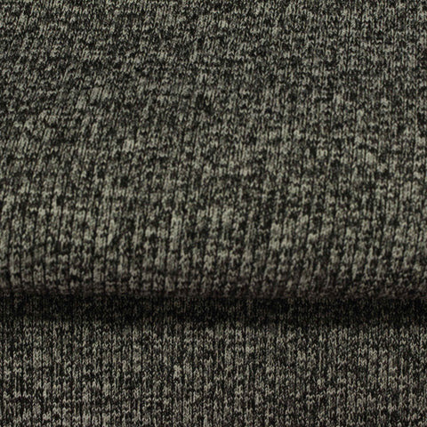 Black Marl Rib Knit, Polyester, 476 gsm