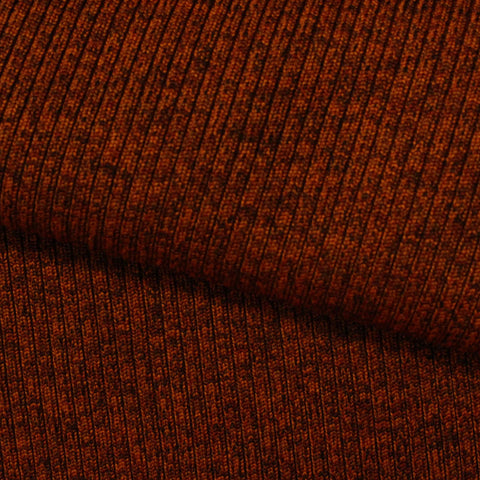 Brown Marl Rib Knit, Polyester, 631 gsm