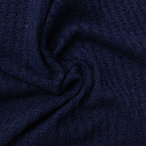 Waffle Knit Fabric, 195 gsm, 170 cm — Navy
