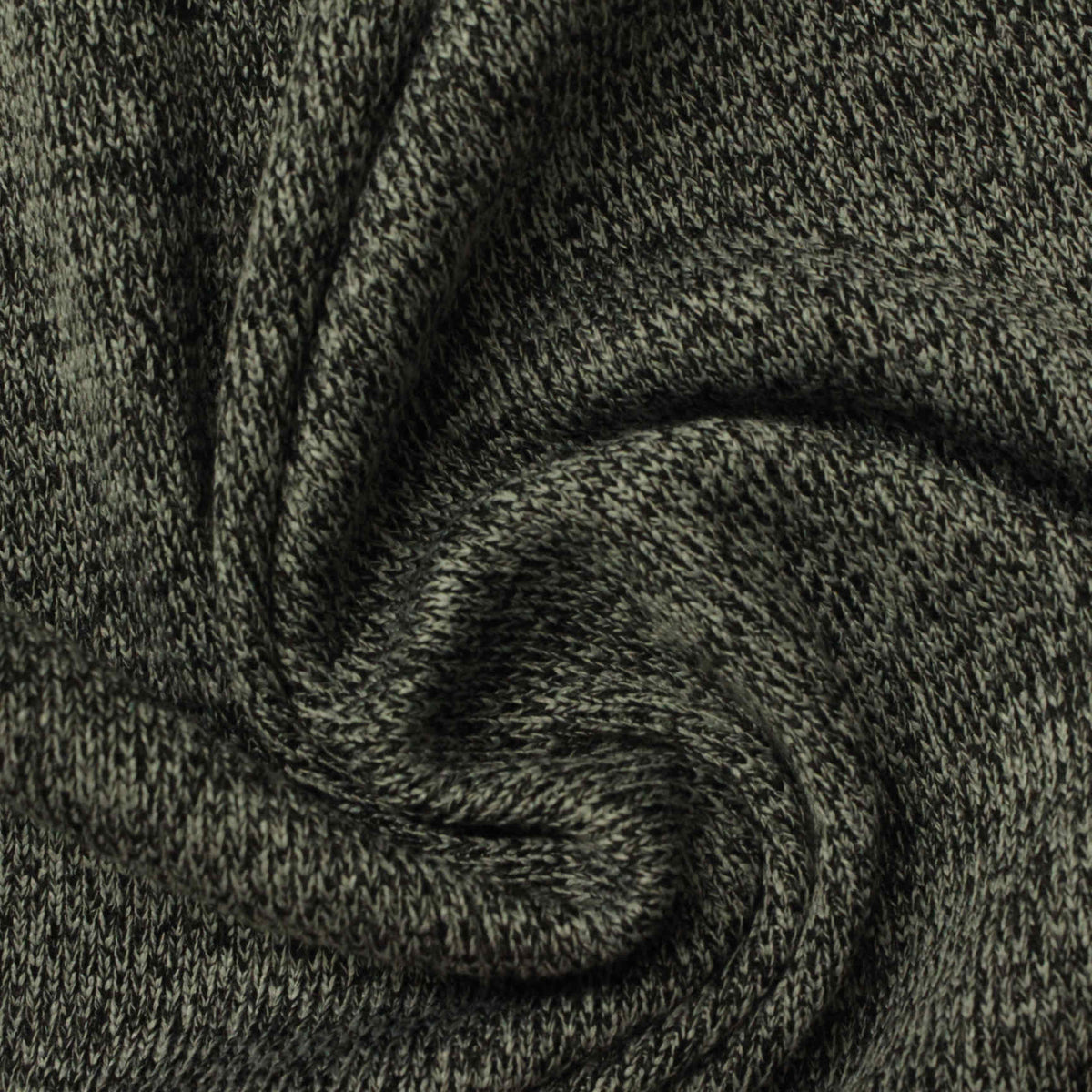 Dark Grey Marl Rib Knit, Polyester, 301 gsm