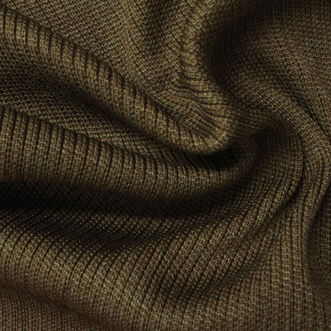 Brown Heathered-Marl Rib Knit, Polyester, 503 gsm