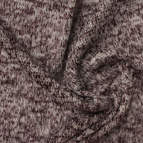 Burgundy Marl Chunky Knit, Viscose-Poly, 150 gsm