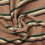 Pink Horizontal-Stripe Rib Knit, Cotton-Poly