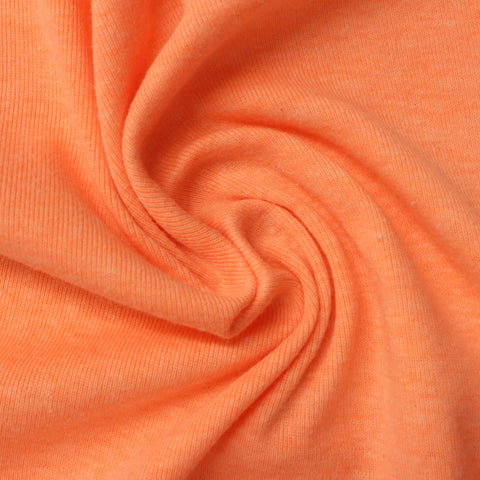 Orange Marl Rib Knit, Cotton-Poly