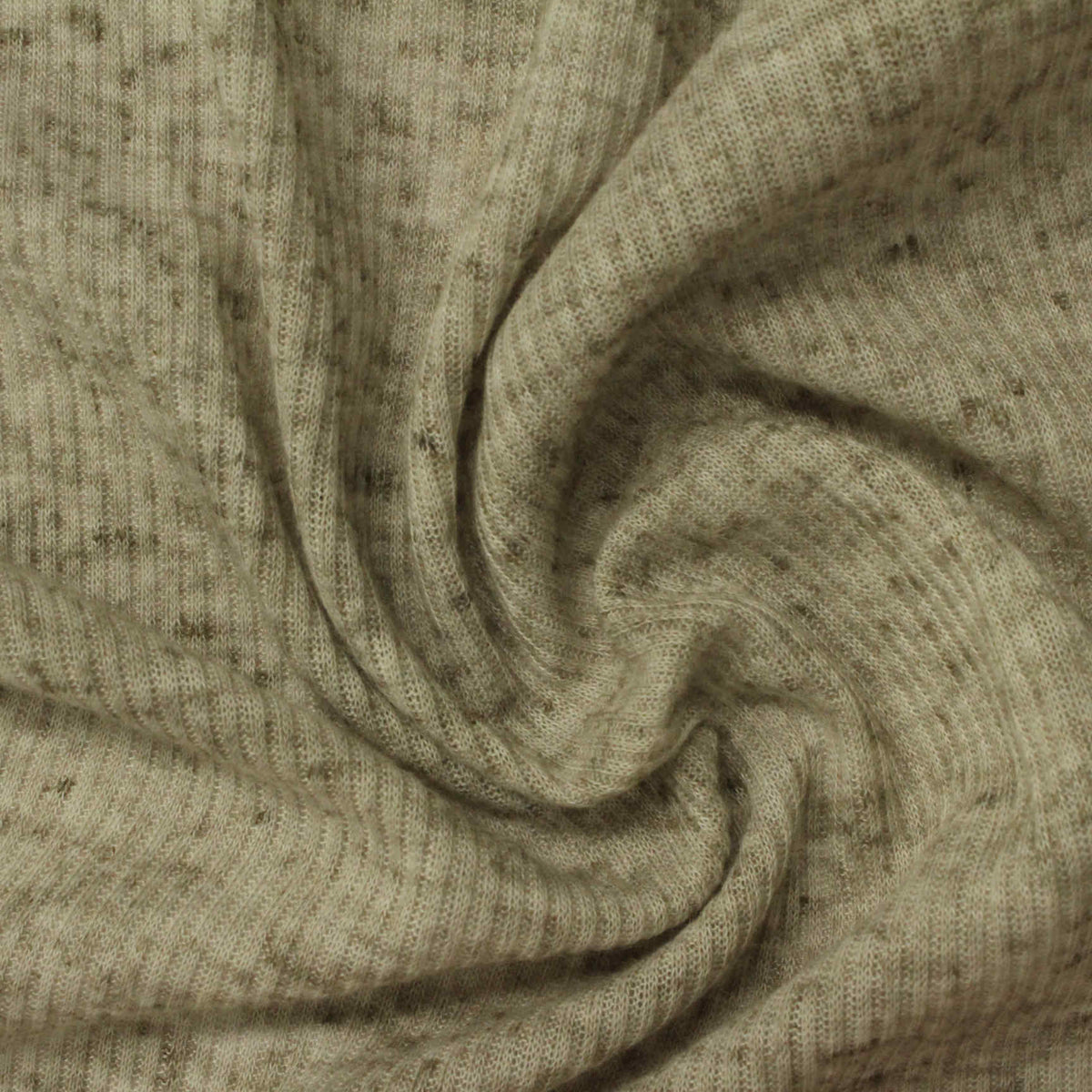 Light Brown Marl Rib Knit, Poly-Linen