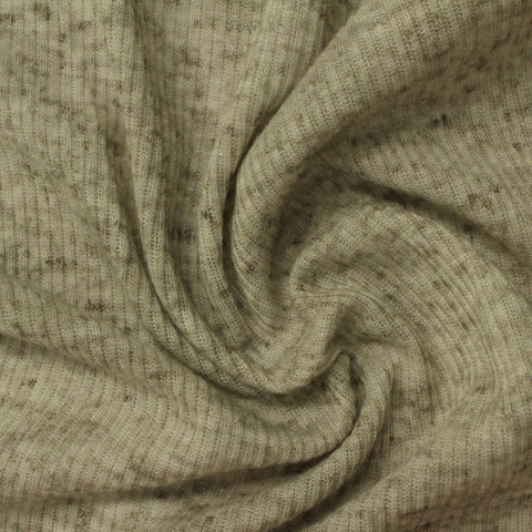 Light Brown Marl Rib Knit, Poly-Linen
