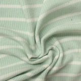 Light Green Horizontal-Stripe Rib Knit, Polyester