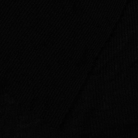 100% Viscose Rib Knit Fabric, 121 gsm, 200 cm — Black
